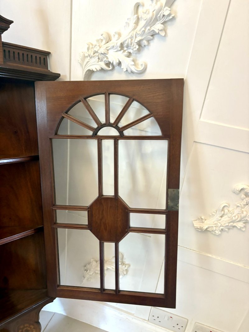 Unusual Antique Victorian Quality Inlaid Rosewood Hanging Corner Cabinet - Image 7